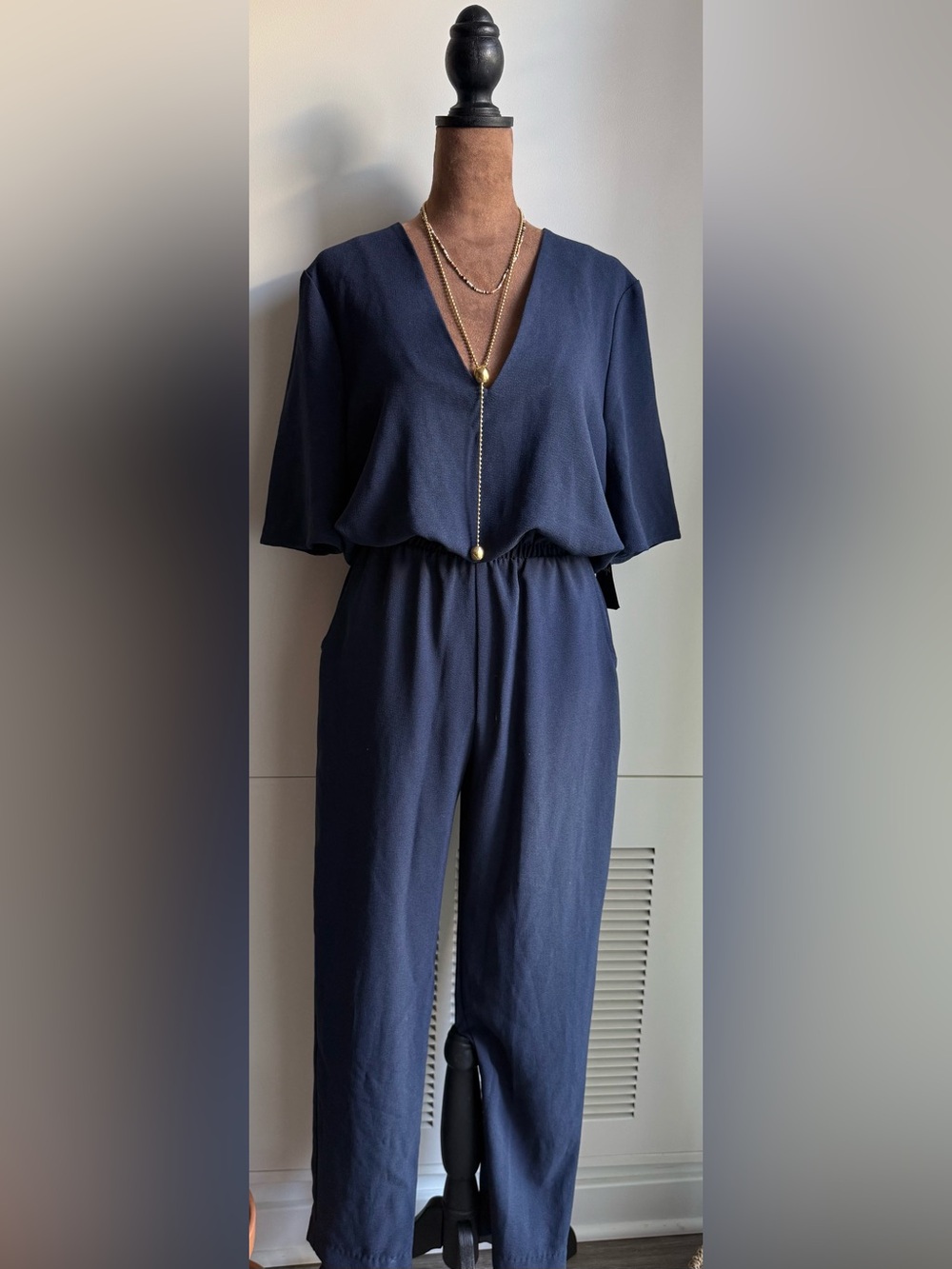 American Apparel Size M Navy Blue Jumpsuit Onesie New Elastic Band